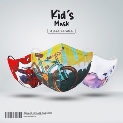 Kids Designer Edition Cotton Mask Combo 4 (Spider, Rider, Explorer) - Kids Mask | SALT