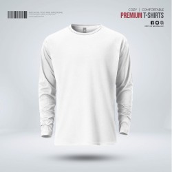 Mens Premium Blank Full Sleeve T-Shirt - White - Blank | SALT