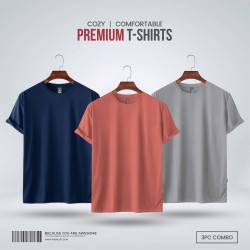 Mens Premium Blank T-shirt -Combo- Brick Red, Navy, Silver - Blank | SALT