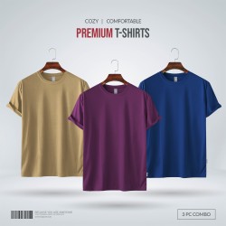 Mens Premium Blank T-shirt -Combo-Tan, Purple, Royal Blue - Blank | SALT