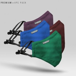 Pack of 4 Premium 7 Layer Cotton Mask - (Purple, Maroon, Blue, Green) - Professional 7 Layer Mask | SALT