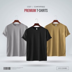 Mens Premium Blank T-shirt -Combo-Silver, Black, Tan - Blank | SALT