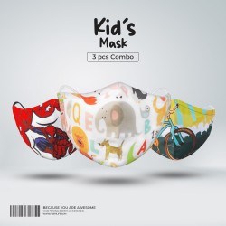 Kids Designer Edition Cotton Mask Combo 9 (Spider, Safari, Rider) - Kids Mask | SALT