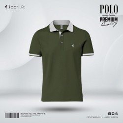 Single Jersey Knitted Cotton Polo - Olive - Classic | SALT