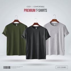 Mens Premium Blank T-shirt -Combo- Olive, Anthra Melange, Gray Melange - Blank | SALT
