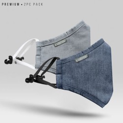 Pack of 2 Premium 7 Layer Cotton Mask - (Denim, Gray) - Professional 7 Layer Mask | SALT