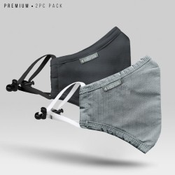 Pack of 2 Premium 7 Layer Cotton Mask - (Charcoal, Gray Striped) - Professional 7 Layer Mask | SALT