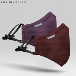Pack of 2 Premium 7 Layer Cotton Mask - (Maroon, Purple) - Professional 7 Layer Mask | SALT