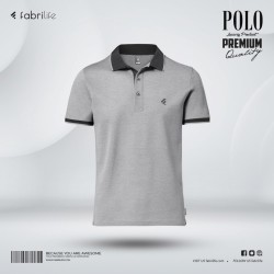 Single Jersey Knitted Cotton Polo - Gray Melange - Classic | SALT