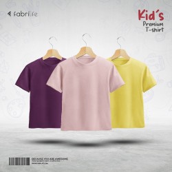 Kids Premium Blank T-Shirt Combo - Purple, Light Pink, Yellow - Blank T-shirt | SALT