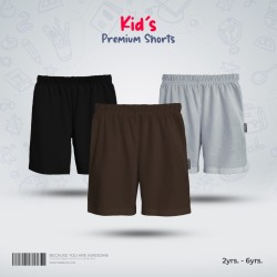 Kids Premium Cotton Shorts Combo - Black, Chocolate, Silver - Shorts | SALT