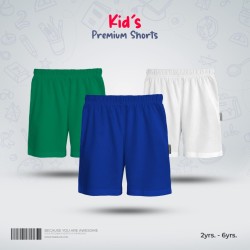 Kids Premium Cotton Shorts Combo - Green, Royal Blue, White - Shorts | SALT