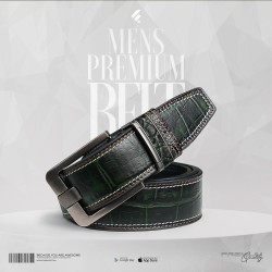 Mens Premium Leather Belt- Emerald - Belt | SALT