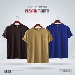 Mens Premium Blank T-shirt -Combo- Chocolate, Tan, Royal Blue - Blank | SALT
