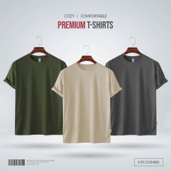 Mens Premium Blank T-shirt -Combo-Olive, Cream, Charcoal - Blank | SALT