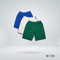 Kids Striped Half Pant Combo - Royal Blue, White, Green - Shorts | SALT