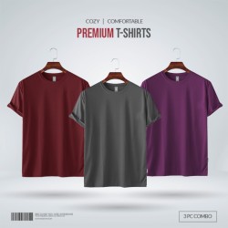 Mens Premium Blank T-shirt -Combo( Red Wine, Charcoal, Purple) - Blank | SALT