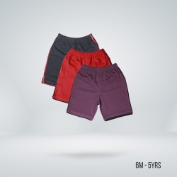 Kids Striped Half Pant Combo + Navy, Red, Purple - Shorts | SALT