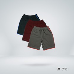 Kids Striped Half Pant Combo - Black, Maroon, Charcoal - Shorts | SALT
