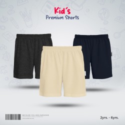 Kids Premium Cotton Shorts Combo - Anthra melange, Cream, Navy - Shorts | SALT