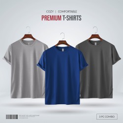 Mens Premium Blank T-shirt -Combo-Silver, Royal Blue, Charcoal - Blank | SALT