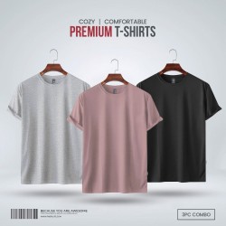 Mens Premium Blank T-shirt -Combo- Lavanderash, Gray Melange, Black - Blank | SALT