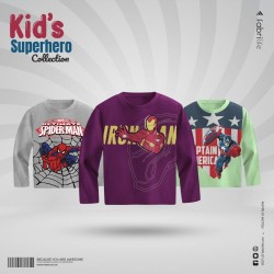 Kids Premium Full Sleeve T-Shirt Combo - Spiderman, Ironman, Captain America - Full Sleeve T-shirt | SALT