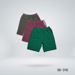 Kids Striped Half Pant Combo - Charcoal, Purple, Green - Shorts | SALT