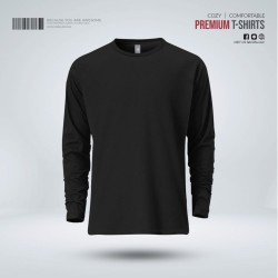 Mens Premium Blank Full Sleeve T-Shirt - Black - Blank | SALT