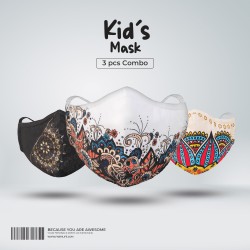 Kids Designer Edition Cotton Mask Combo 10 (Royal, Floral Blush, Festiva) - Kids Mask | SALT