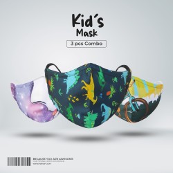 Kids Designer Edition Cotton Mask Combo 5 (Explorer, Dino, Rider) - Kids Mask | SALT