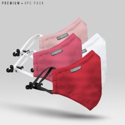 Pack of 4 Premium 7 Layer Cotton Mask - (Red, Pink, Rose Pink, White) - Professional 7 Layer Mask | SALT