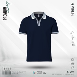 Premium Designer Edition Double PK Cotton Polo - Marine - Cut & Stitch | SALT
