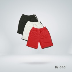 Kids Striped Half Pant Combo - Black, White, Red - Shorts | SALT