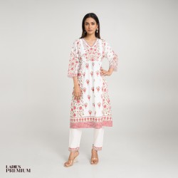 Womens Premium Salwar Kameez [2pcs] - White Bloom - 2pc Salwar Kameez | SALT