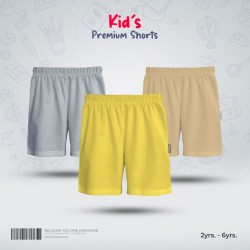 Kids Premium Cotton Shorts Combo - Silver, Yellow, Tan - Shorts | SALT