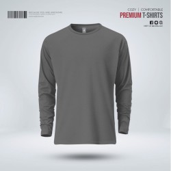 Mens Premium Blank Full Sleeve T-Shirt - Charcoal - Blank | SALT