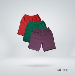 Kids Striped Half Pant Combo - Red, Green Purple - Shorts | SALT