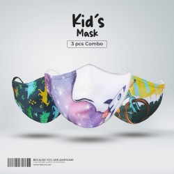 Kids Designer Edition Cotton Mask Combo 2 (Dino, Explorer, Rider) - Kids Mask | SALT