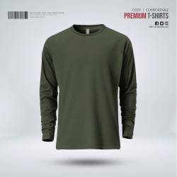Mens Premium Blank Full Sleeve T-Shirt - Olive - Blank | SALT