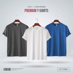 Mens Premium Blank T-shirt -Combo- Charcoal, White, Royal Blue - Blank | SALT