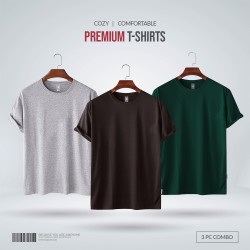 Mens Premium Blank T-shirt -Combo- Gray Melange, Chocolate, Green - Blank | SALT