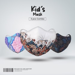 Kids Designer Edition Cotton Mask Combo 3 (Hazel, Floral Blush, Yale) - Kids Mask | SALT