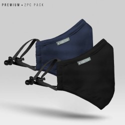 Pack of 2 Premium 7 Layer Cotton Mask - (Black, Navy Blue) - Professional 7 Layer Mask | SALT
