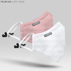 Pack of 2 Premium 7 Layer Cotton Mask - (White, Rose Pink) - Professional 7 Layer Mask | SALT